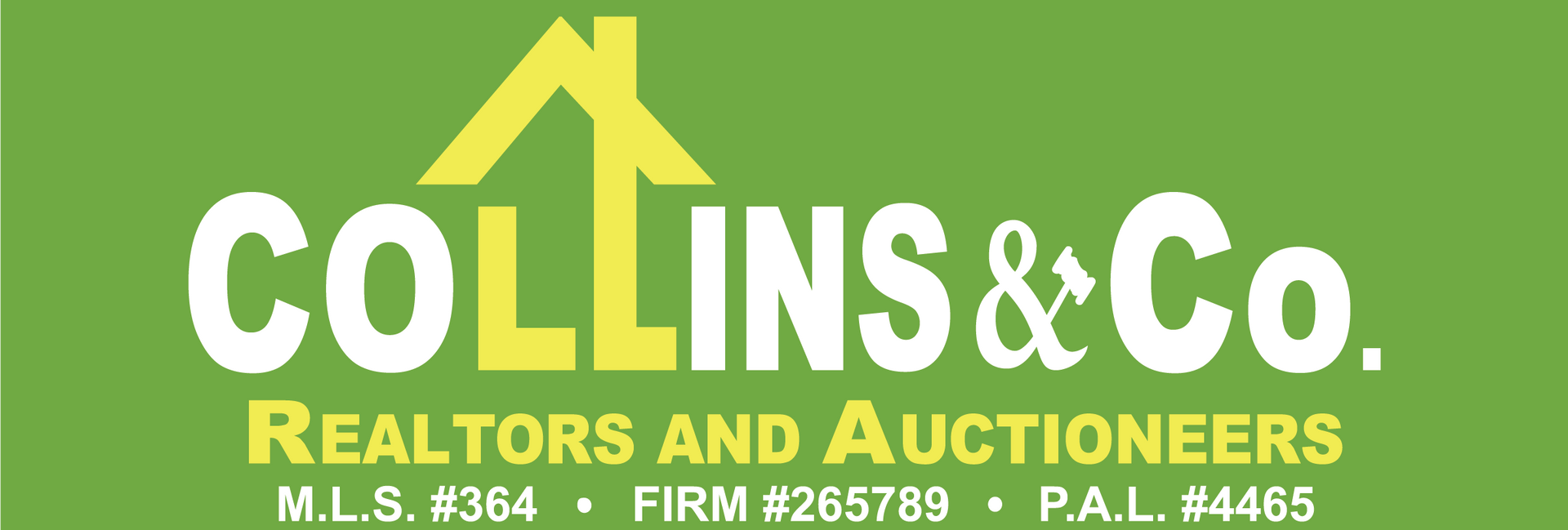 Collins & Co. Realtor And Auctioneers Logo with MLS #364 - Firm #265789 - P.A.L. #4465