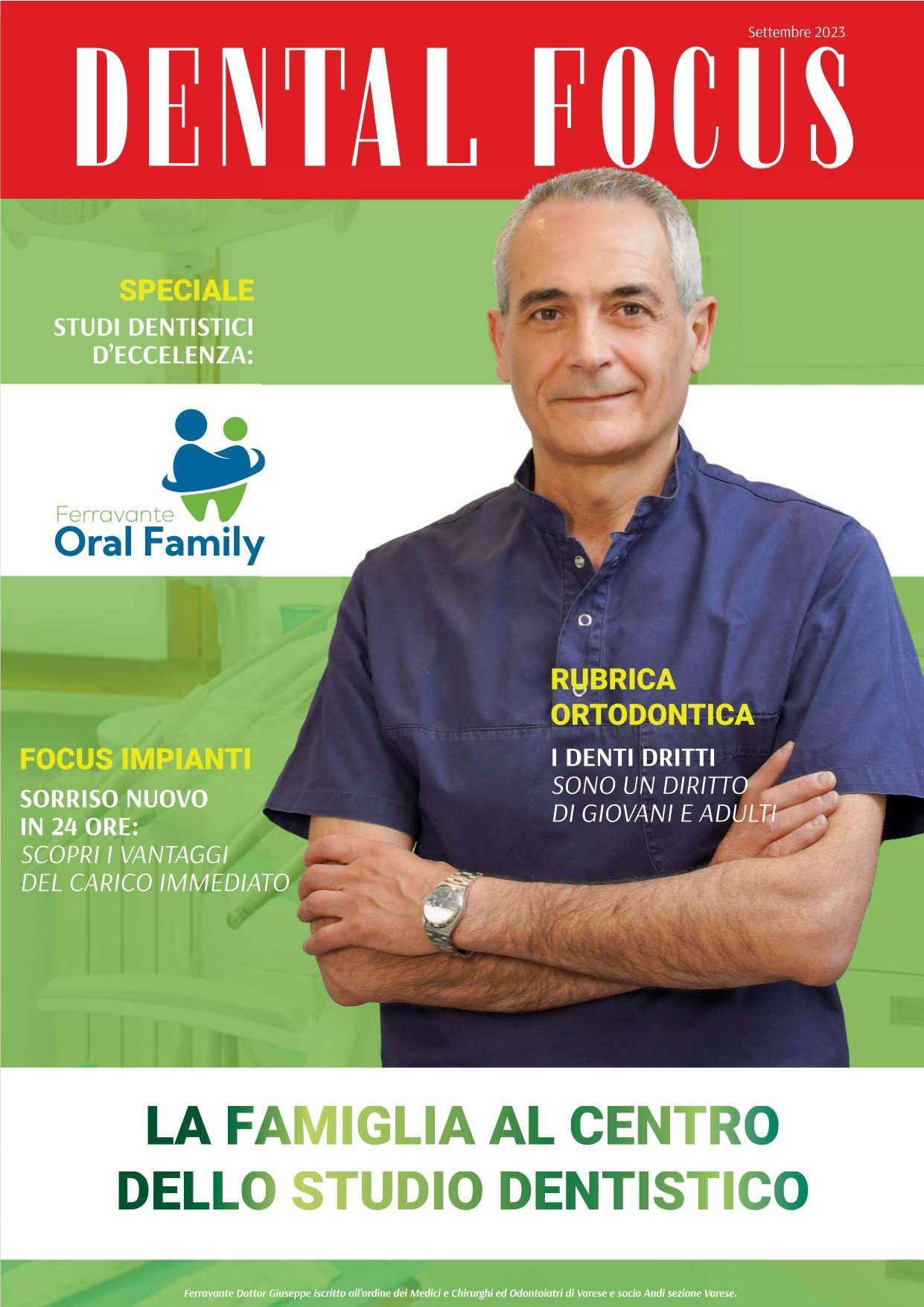Un uomo è sulla copertina della rivista Dental Focus