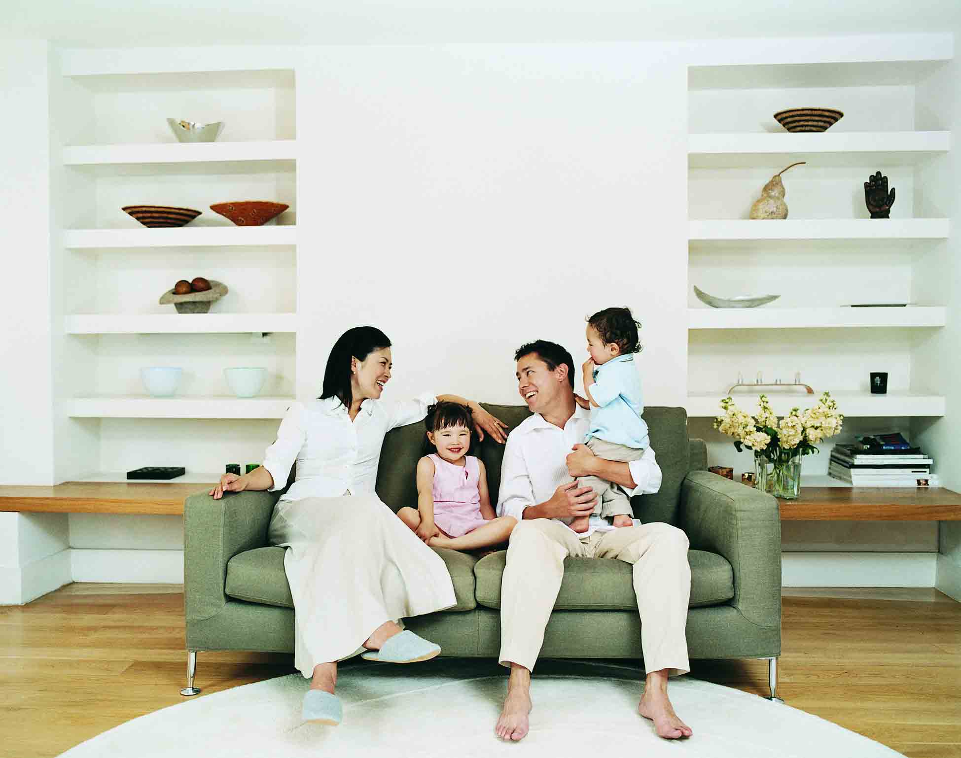 family sitting on a couch