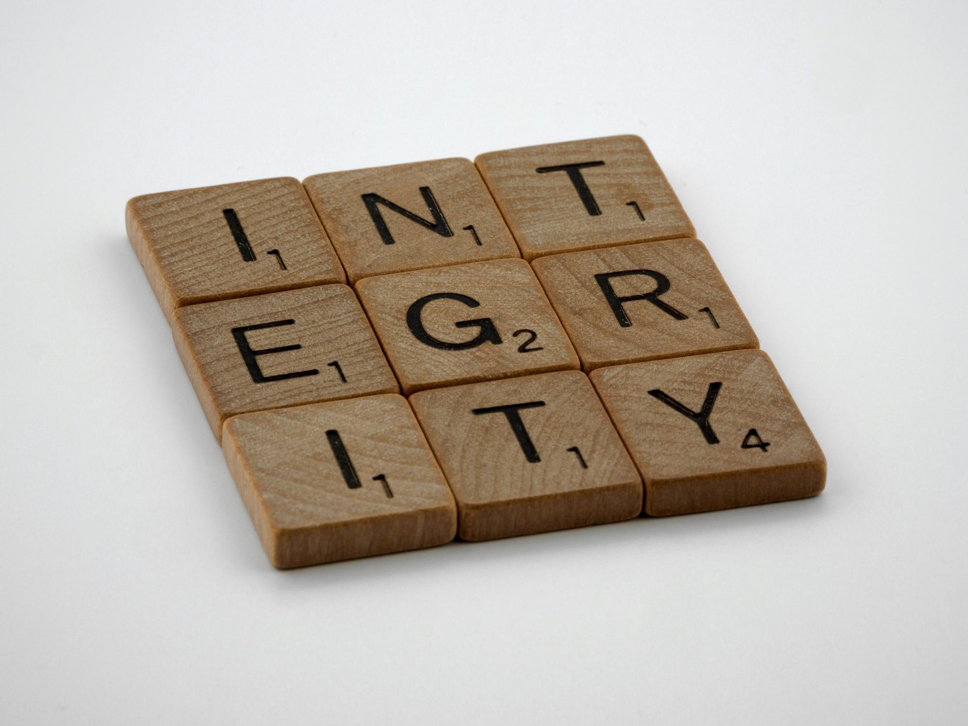 Scrabble letters spelling Integrity