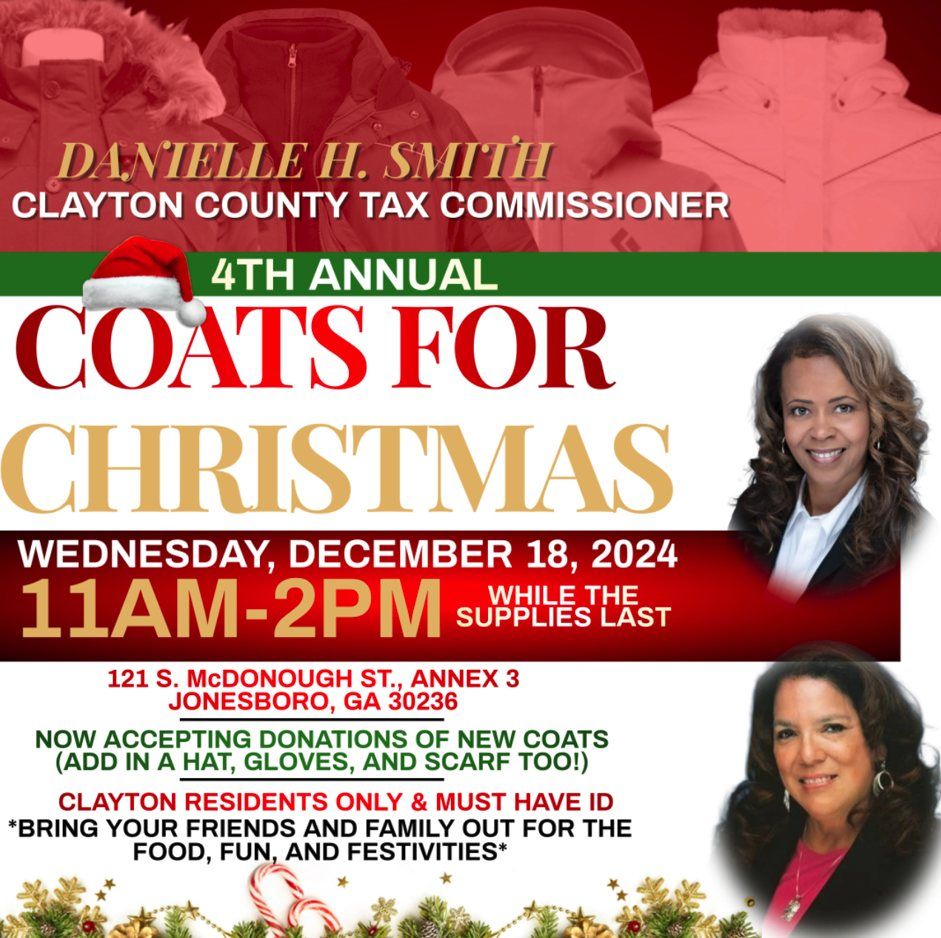 A poster for the 4th annual coats for christmas