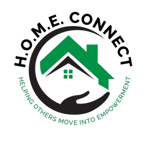 A logo for a company called home connect helping others move into empowerment.