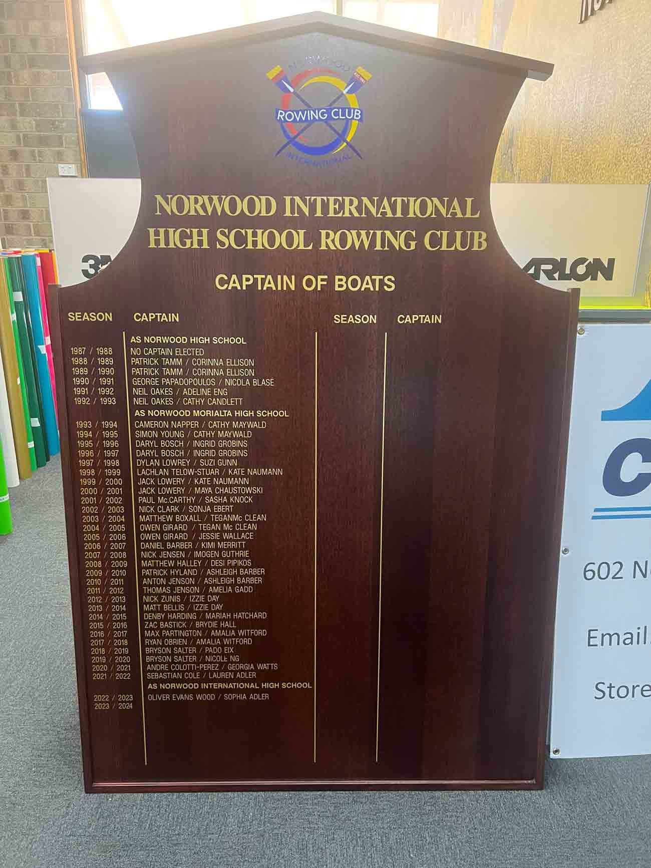 A wooden plaque for the captain of boats