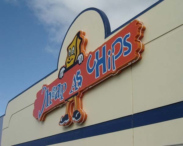 cheap as chips sign