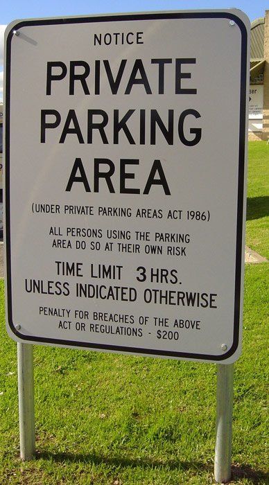 private parking area sign