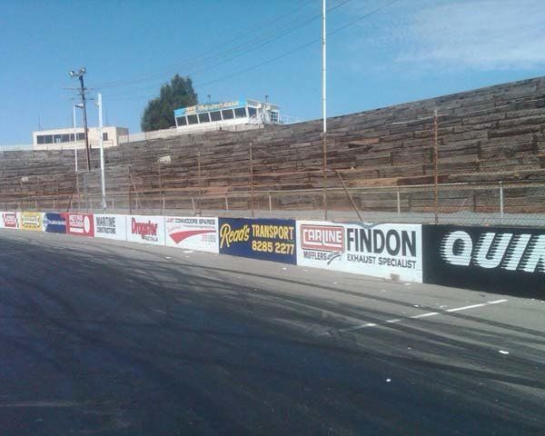 raceway with signs