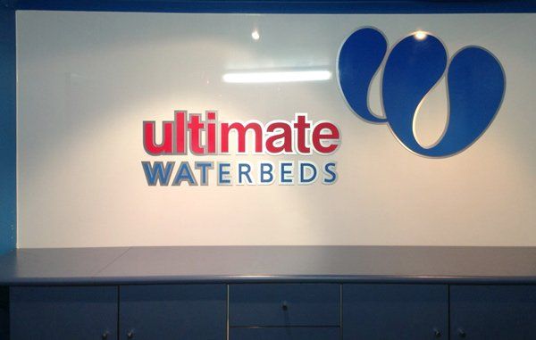 ultimate waterbeds reception sign
