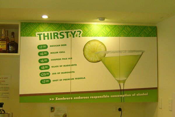 large restaurant interior sign