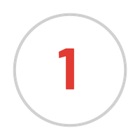 A red number one in a white circle on a white background.
