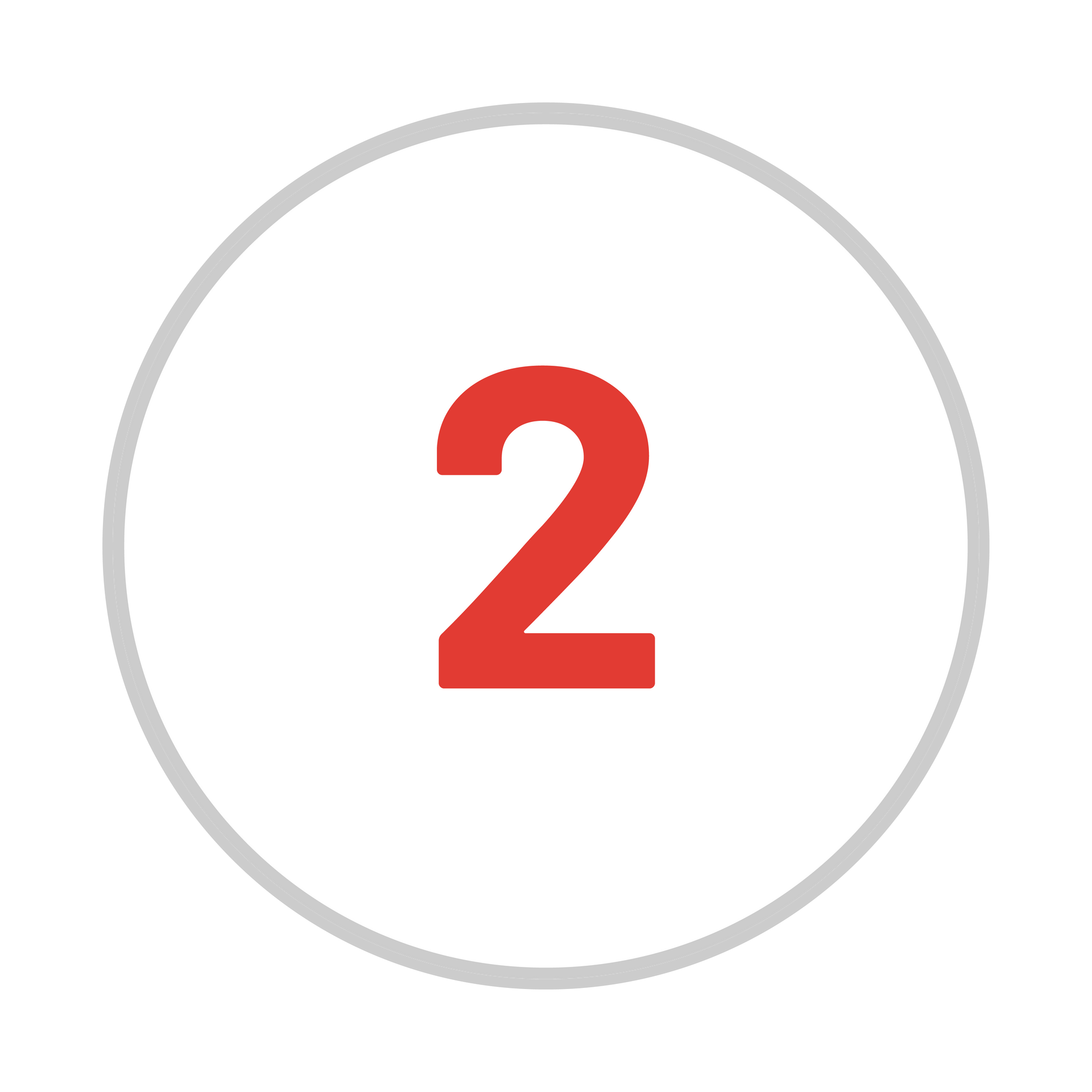 A red number two in a white circle on a white background.