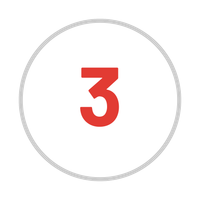 A red number three in a white circle on a white background.