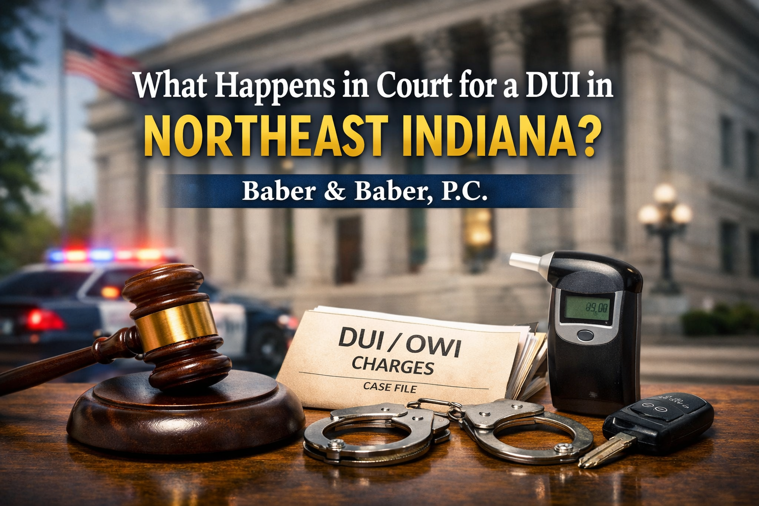 Breathalyzer and DUI case file representing what happens in court for a DUI in Northeast Indiana