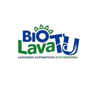 Bio Lava logo in blue and green with leaf accents and the tagline “Lavanderie Automatiche Ecocompatibili”