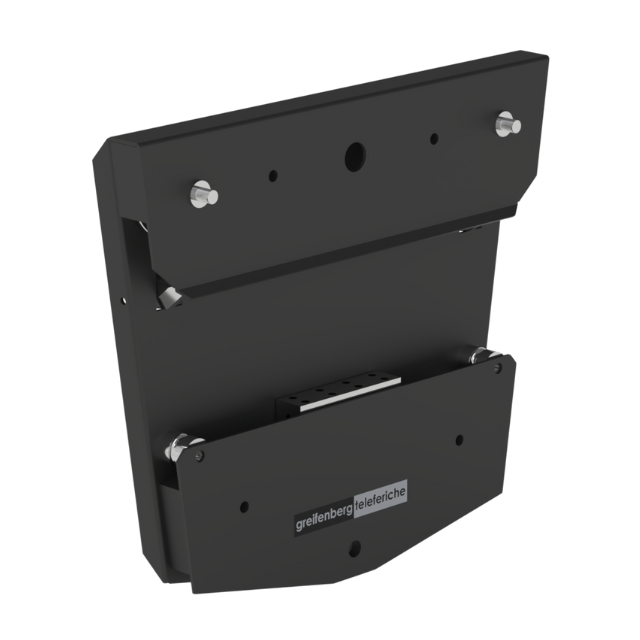 Staffa di montaggio a parete in metallo nero.