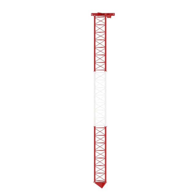 Torre radio rossa e bianca su sfondo bianco.