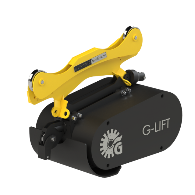 Robot G-LIFT giallo e nero con braccio articolato, progettato per la movimentazione dei materiali.