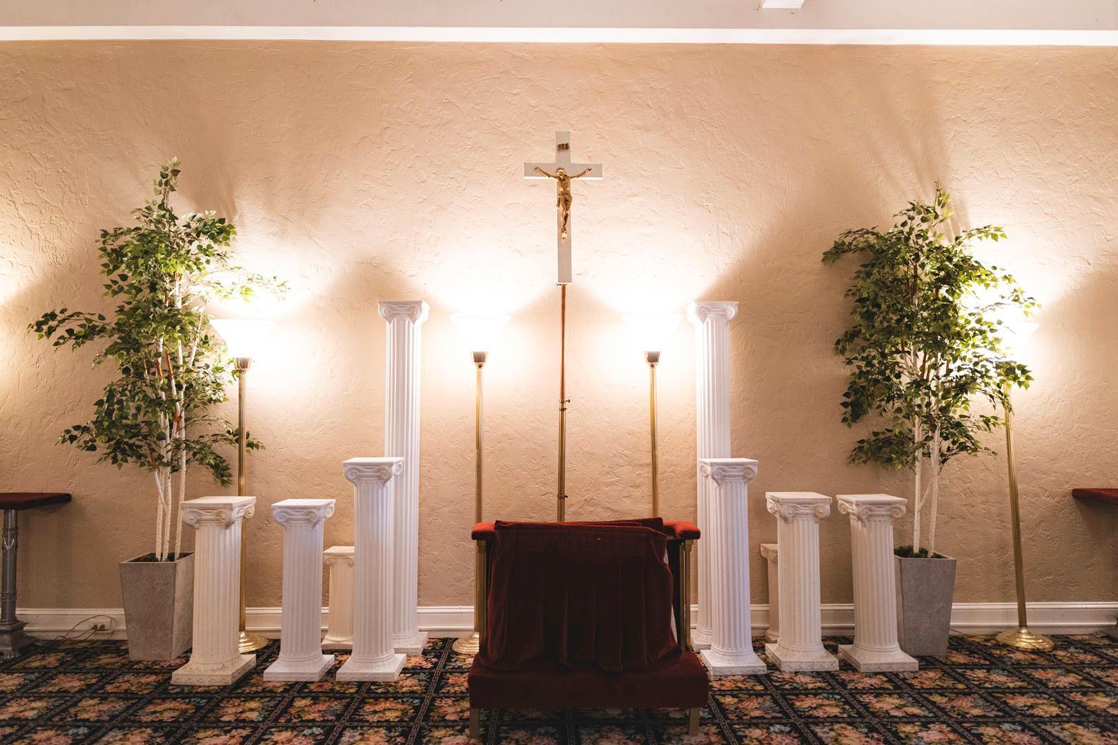 There is a cross in the middle of the room.