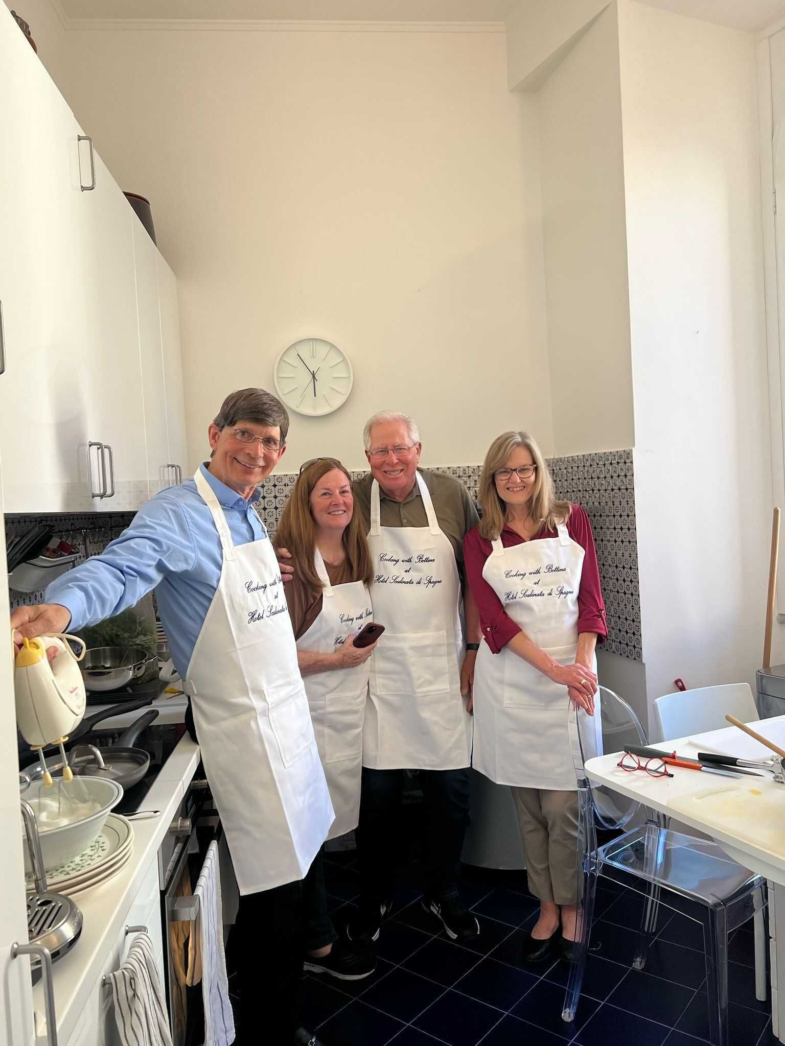 Guests during a private cooking class at Hotel Scalinata di Spagna in Rome