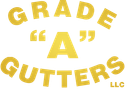 A yellow logo for grade a gutters llc