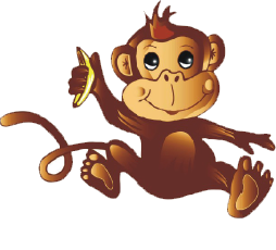 Cartoon monkey holding banana