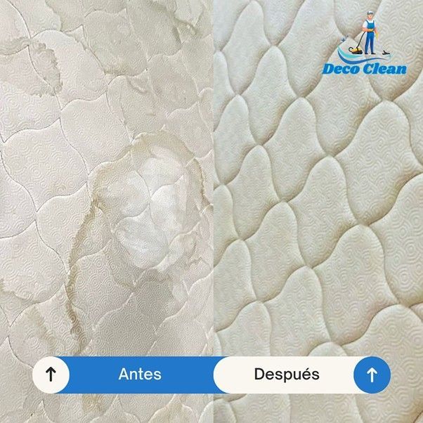 Una imagen de un colchón antes y después de ser limpiado.