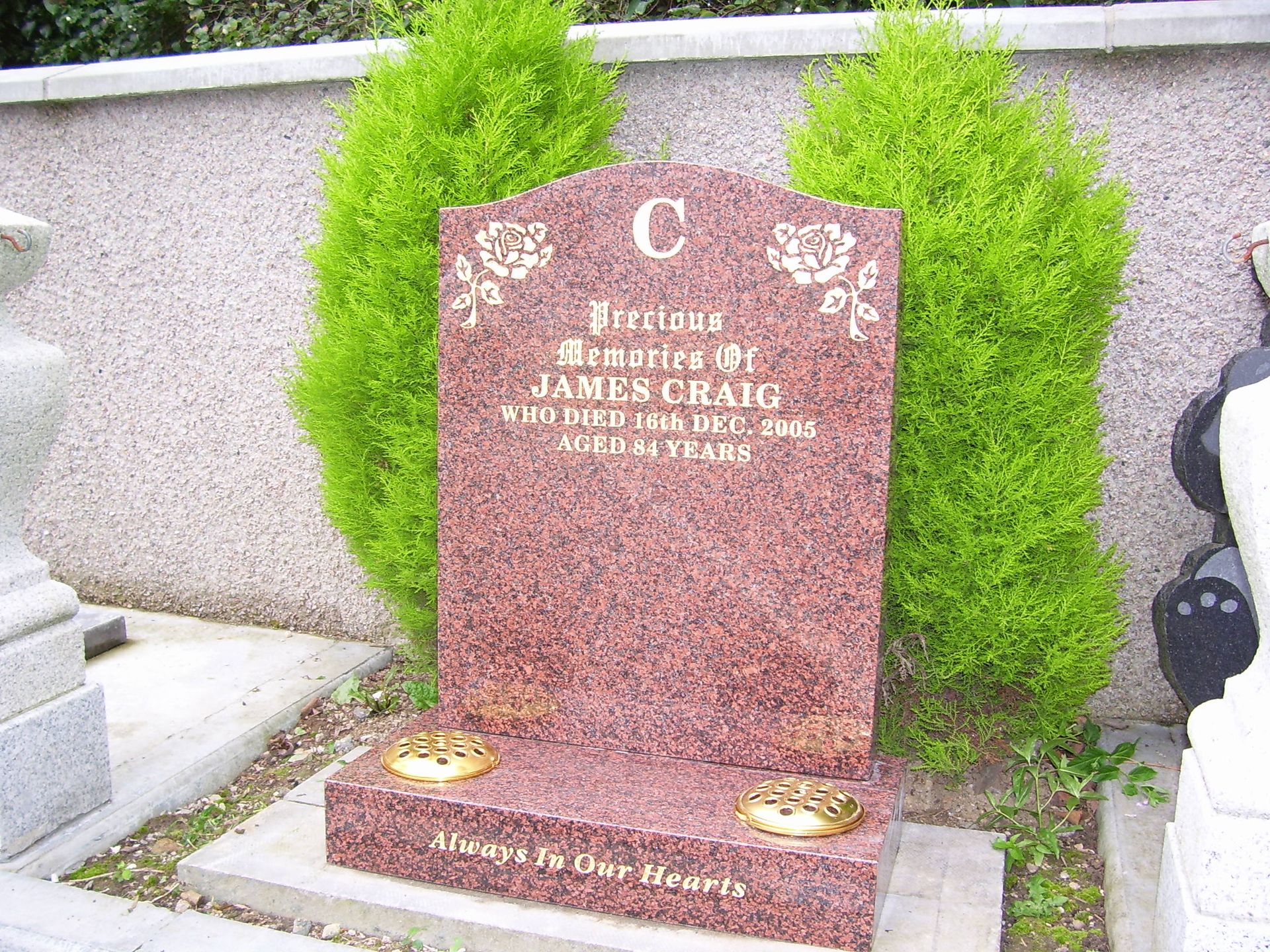 Red coloured memorial stone
