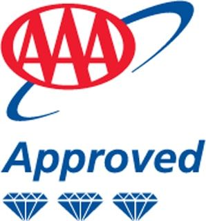 An aaa approved logo with three diamonds