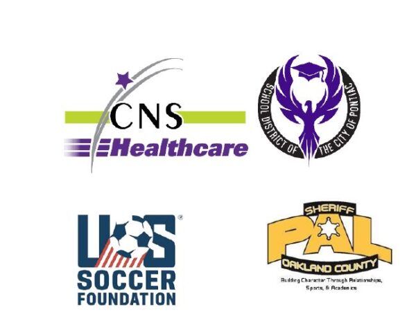 Logos for cns healthcare us soccer foundation and sheriff pal