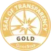 A gold seal of transparency with a star in the center.