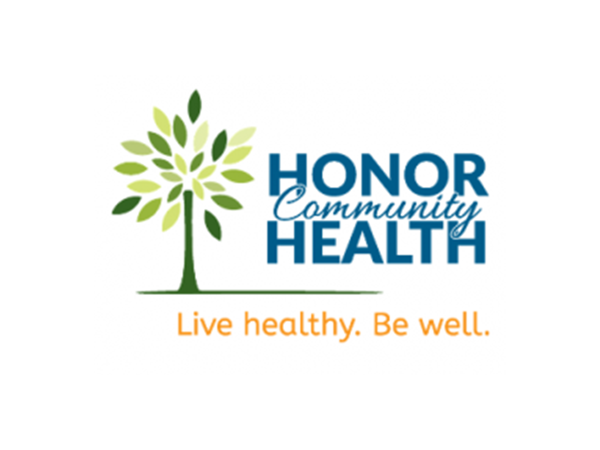 The logo for honor community health says live healthy be well