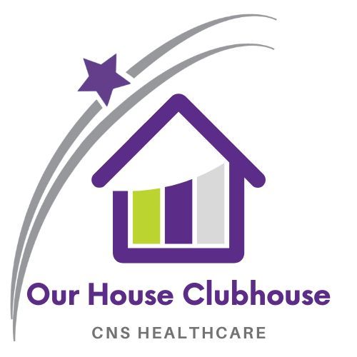 A logo for our house clubhouse cns healthcare