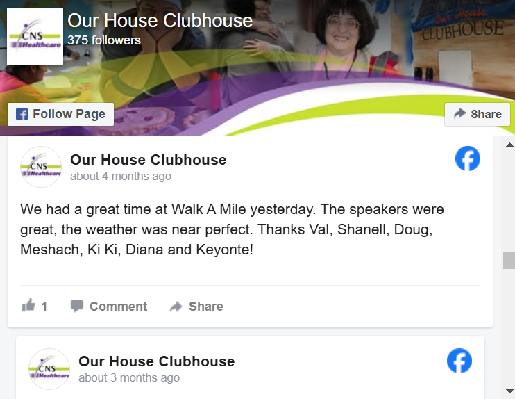 A facebook page for our house clubhouse has 375 followers