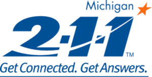 A michigan 211 logo that says get connected get answers