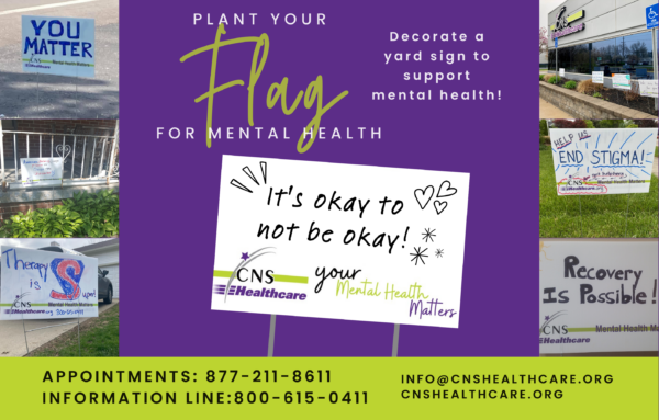 A sign that says plant your flag for mental health