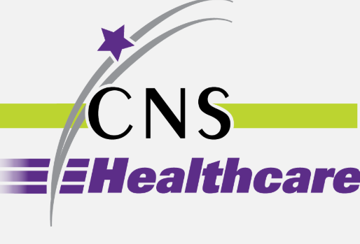 A logo for cns healthcare with a purple star