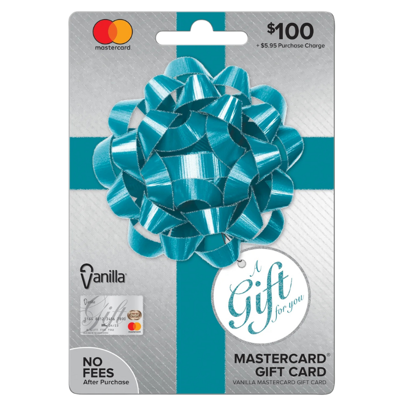 A mastercard gift card with a bow on it
