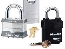 A couple of padlocks with keys on a white background.