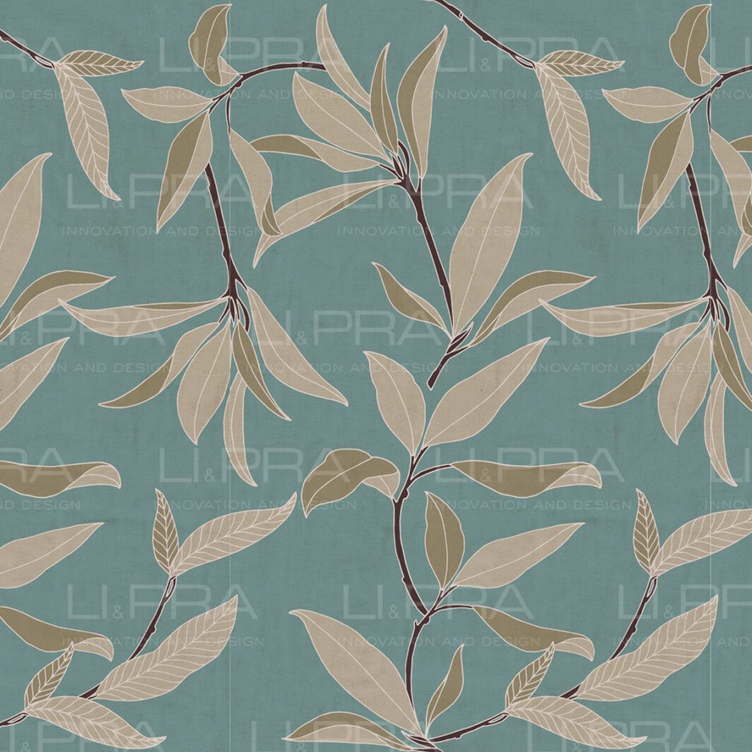 Un motivo senza soluzione di continuità di foglie su uno sfondo blu