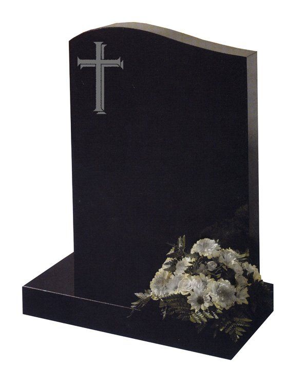 Polished Black Granite Headstone
