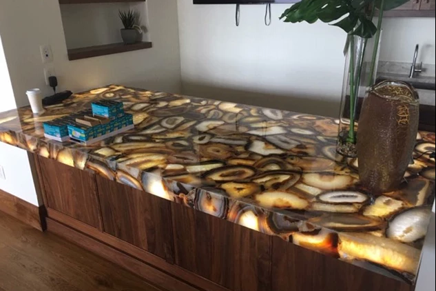 Wooden Table with Marble Top — Naples, FL — Natural Stone Concepts