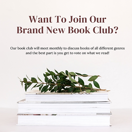 A poster that says want to join our brand new book club