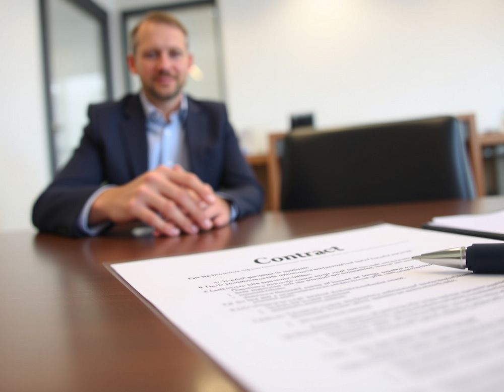 Contract on a Table With a Pen; Businessman in a Suit — Wingman Conveyancing in Woodroffe, NT