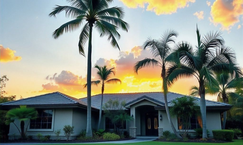 House With Sunset Above and Palm Trees — Wingman Conveyancing in Palmerston, NT