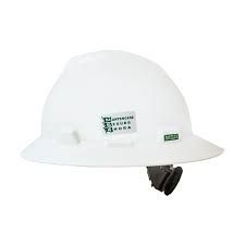 Un casco blanco con una pegatina verde.