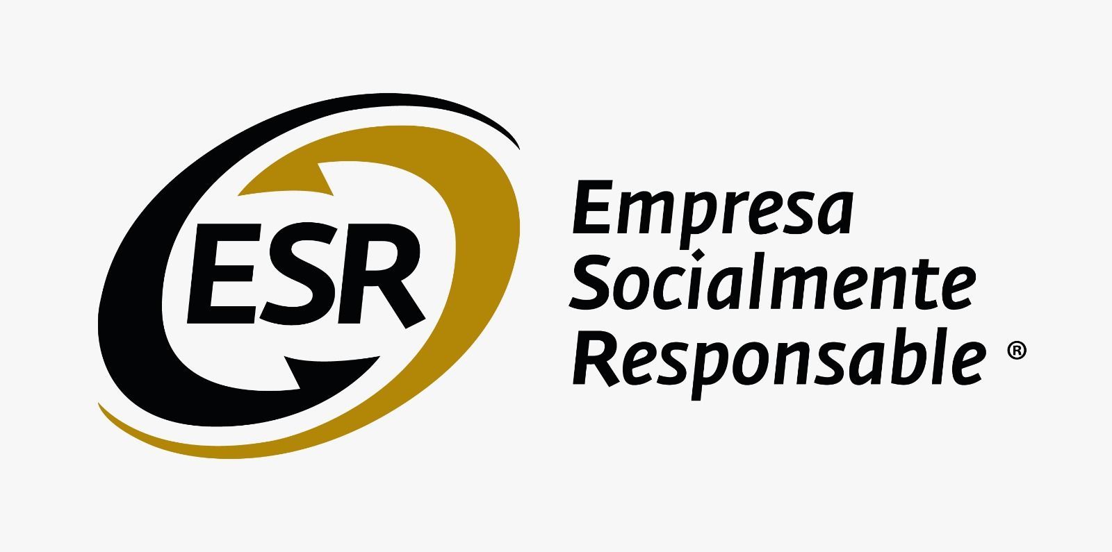 El logotipo de la empresa socialmente responsable es negro y dorado.