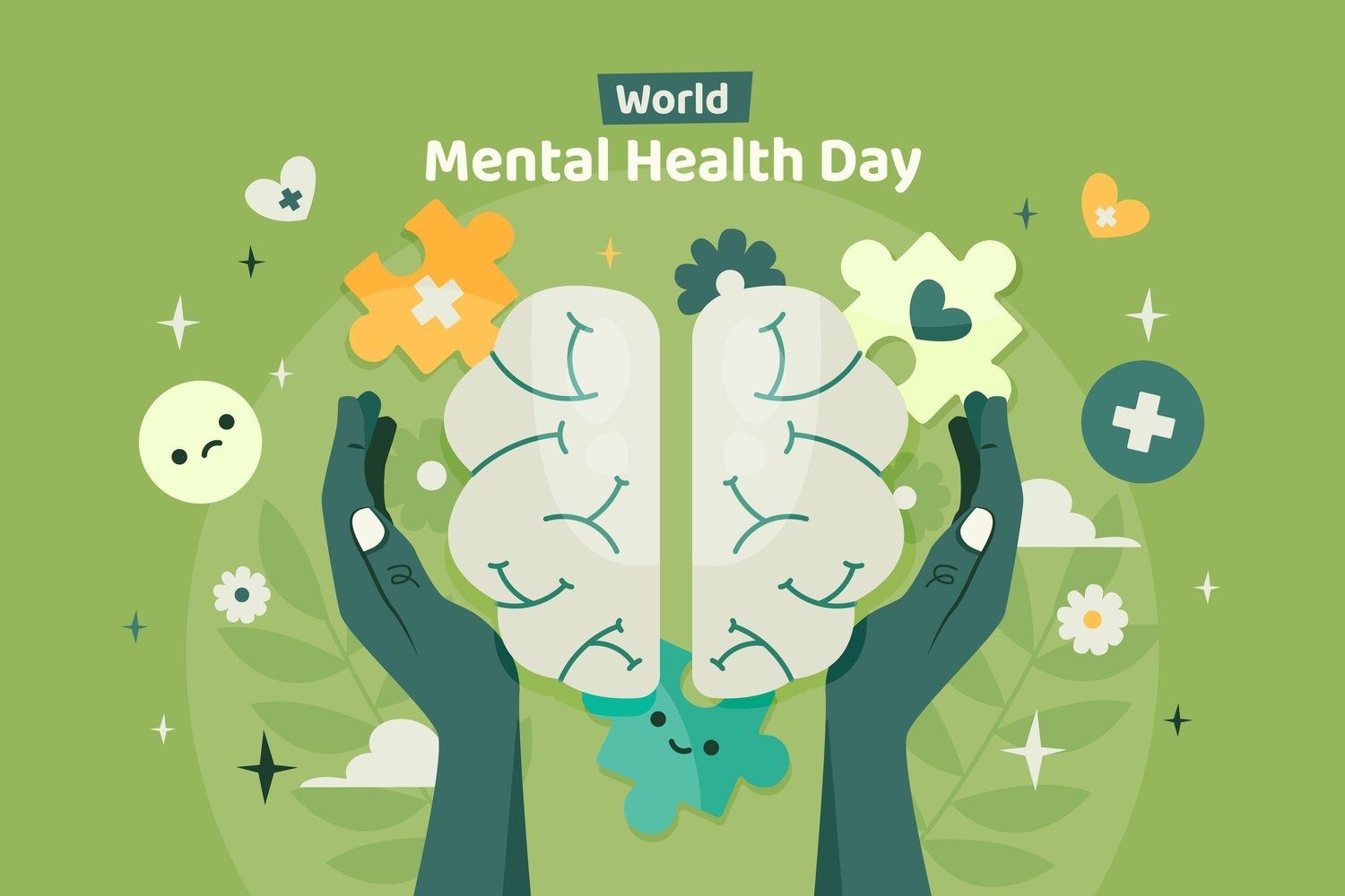 A person is holding a brain in their hands for world mental health day.