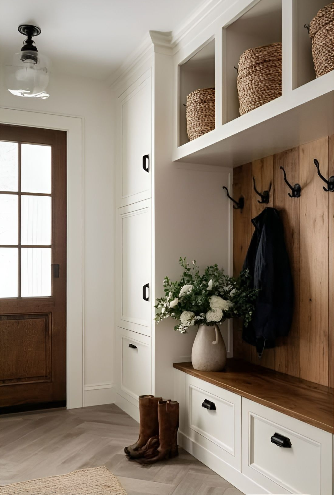 Entryway with Wooden Door and A Light Floor — WJG Built in Wollongbar, NSW