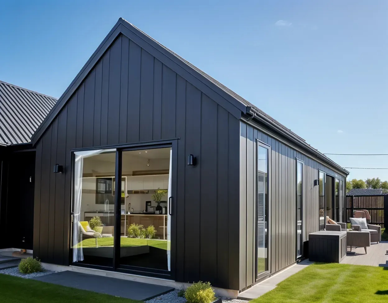Modern Black House Extension with Large Glass Windows and A Grassy Yard — WJG Built in Wollongbar, NSW