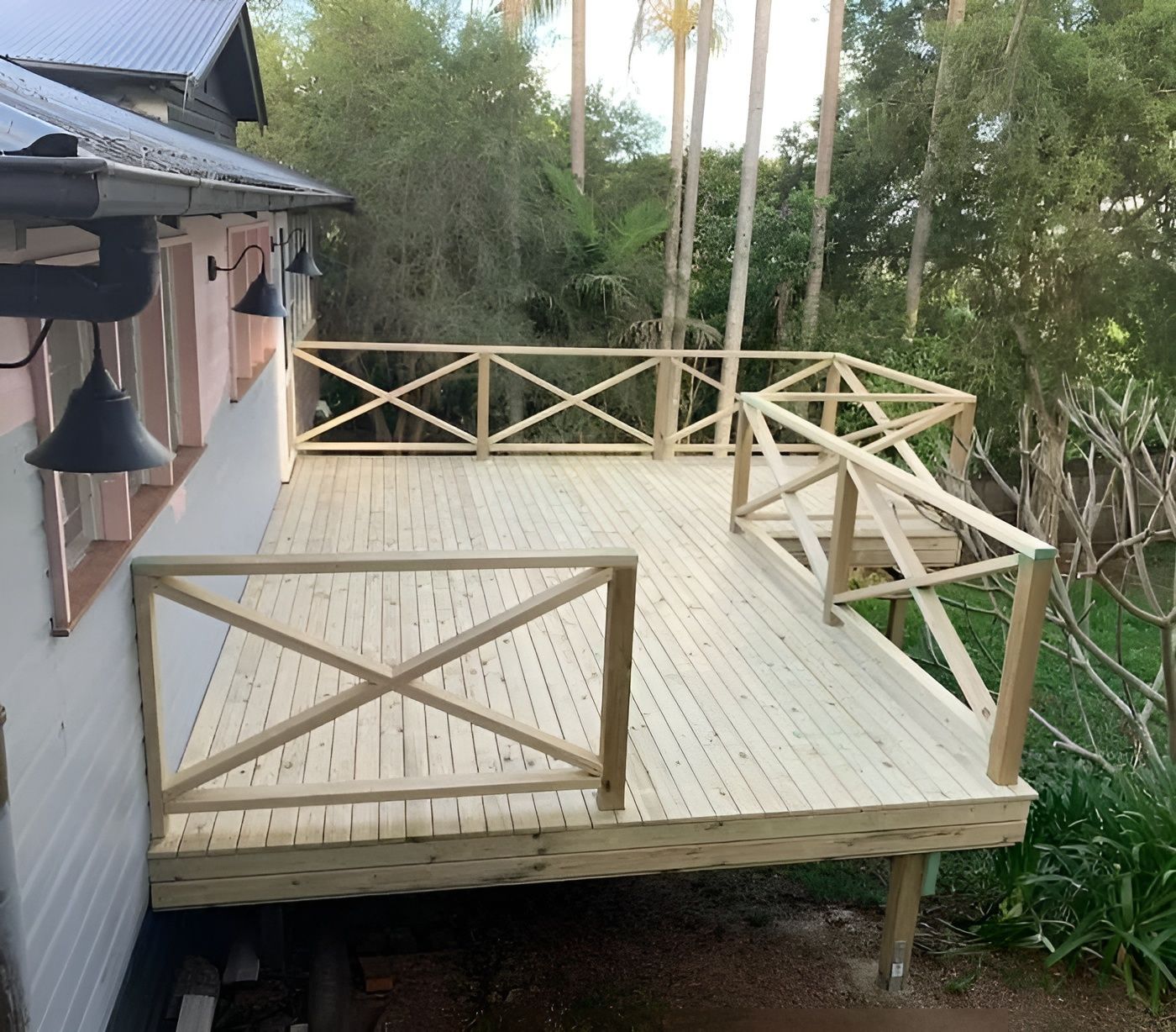 Wooden Deck with Railing Beside a House — WJG Built in Ballina, NSW