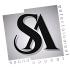 Black "SA" logo inside angled square, with "sound appeal entertainment" text.